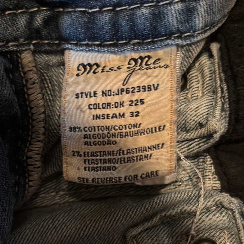 Miss Me Blue Flare Wide Leg Jeans with Vintage Charm - Picture 2 of 5